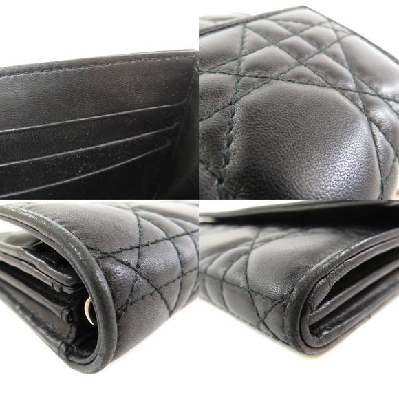 Christian Dior Logo Metal Fittings Chain Long Wallet Coin Purse Leather - Picture 9 of 10